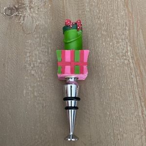 Wine Stopper - Present on Top - Green and Pink - New